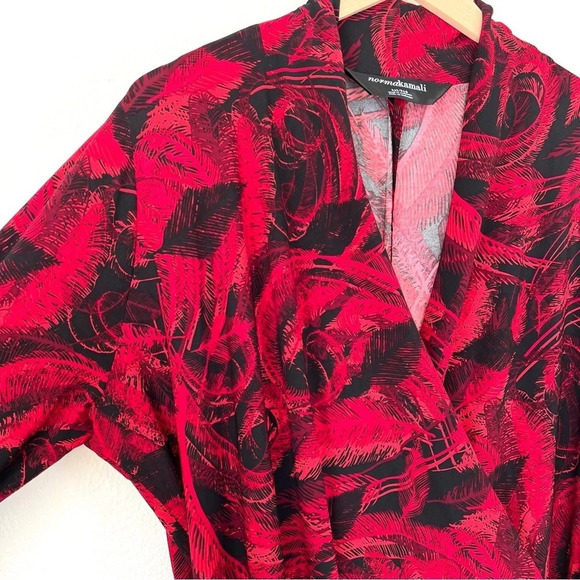 Norma Kamali Long Sleeve Side Drape Dress Soft Stretchy Knit Red Black Size XXL - Picture 10 of 15